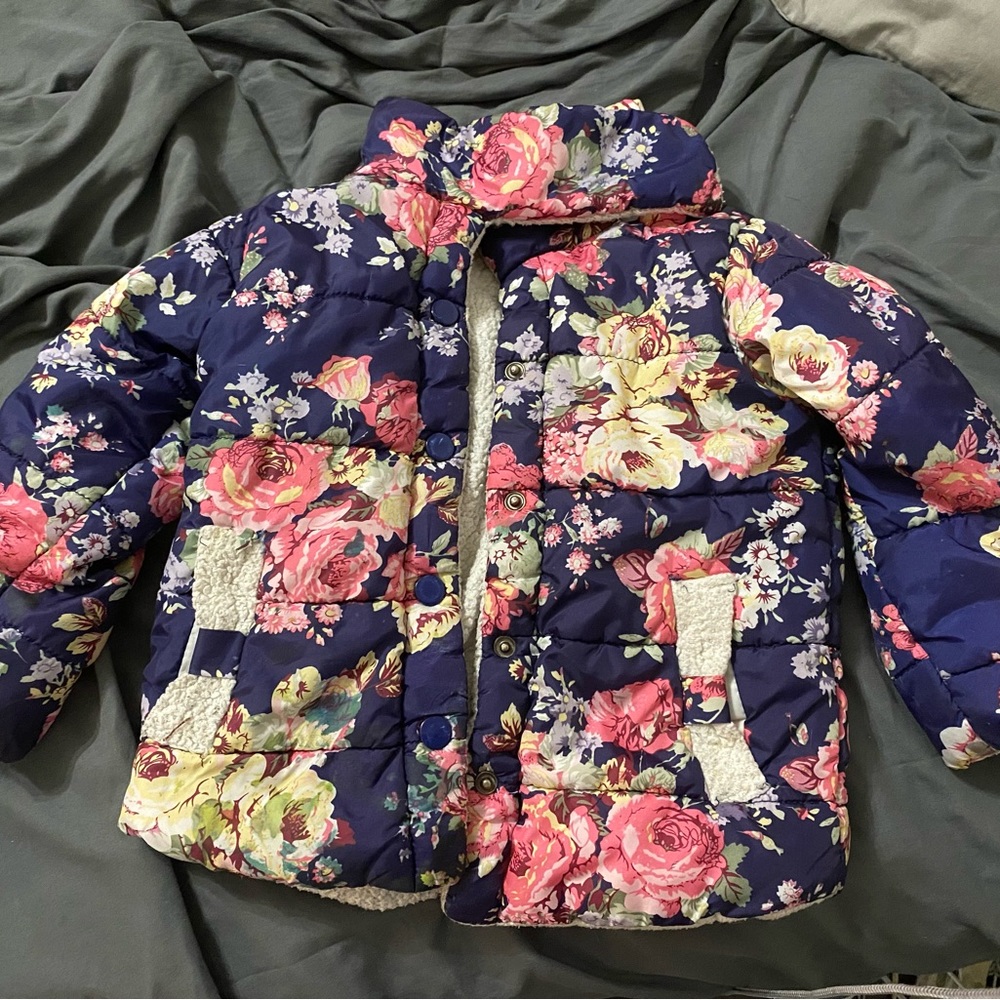 Flower puffer jacket for girls size 2T
